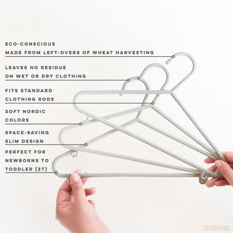 3 Sprouts - Hanger In Wheat Straw 15 pcs Grey