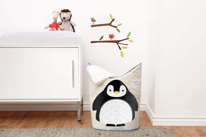 3 Sprouts - Laundry Hamper - Black Penguin