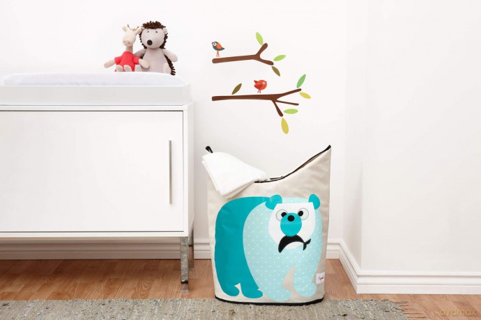 3 Sprouts - Laundry Hamper - Blue Polar Bear
