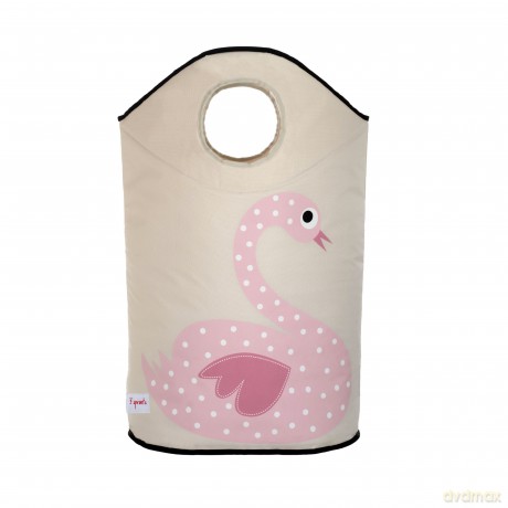 3 Sprouts - Laundry Hamper - Pink Swan