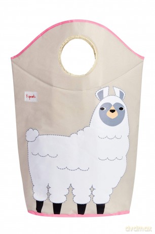3 Sprouts - Laundry Hamper - White Llama