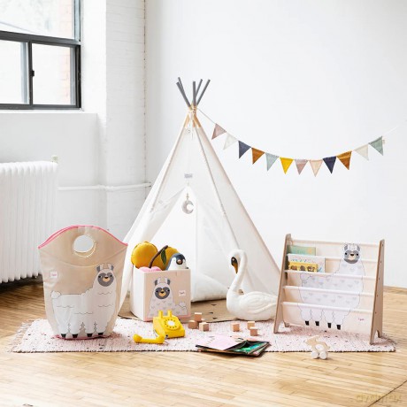 3 Sprouts - Laundry Hamper - White Llama
