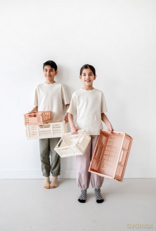 3 Sprouts - Modern Folding Crate Medium Clay