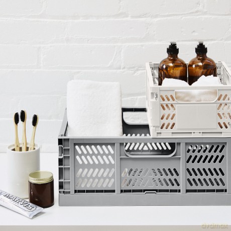 3 Sprouts - Modern Folding Crate Medium Light Grey