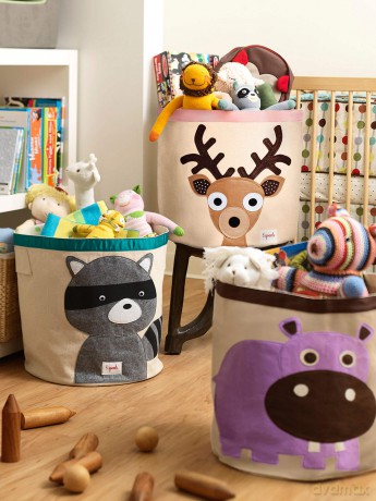 3 Sprouts - Storage Bin - Gray Raccoon