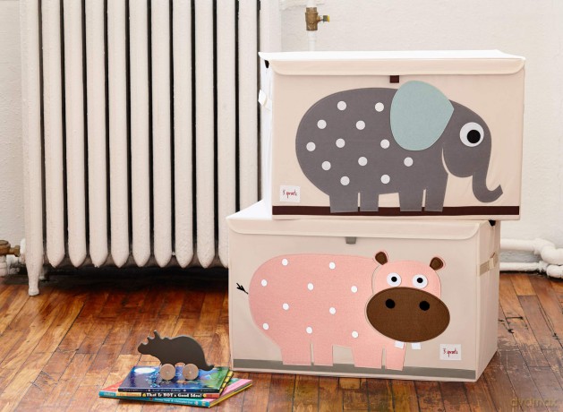 3 Sprouts - Toy Chest - Pink Hippo
