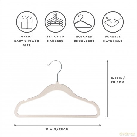 3 Sprouts - Velor Hanger 15 pcs Cream