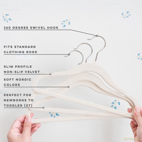 3 Sprouts - Velor Hanger 15 pcs Cream