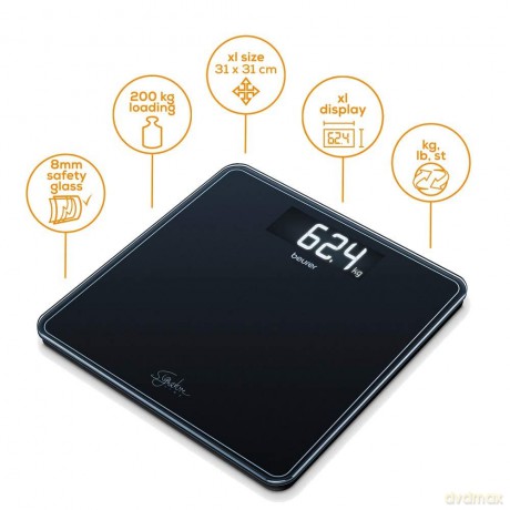 Waga Beurer - GS 400 Bathroom Scale Glass ( Black ) - 5 Year warranty