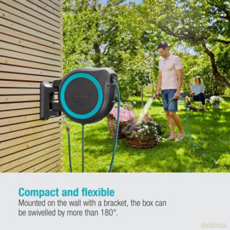 Gardena Wall-Mounted Hose Box RollUp XL (turquoise) 35 m: Versatile watering system for large gardens, swivel hose box, including 35 m Gardena hose and mounting kit (18630-20)