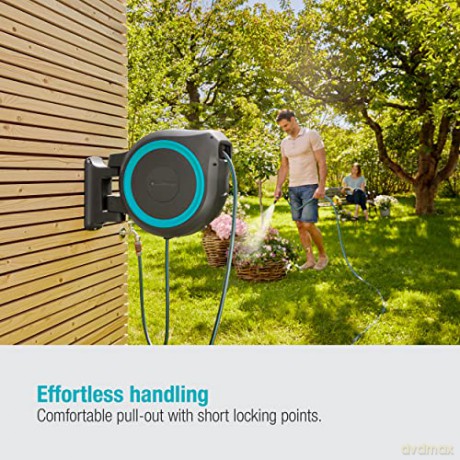 Gardena Wall-Mounted Hose Box RollUp XL (turquoise) 35 m: Versatile watering system for large gardens, swivel hose box, including 35 m Gardena hose and mounting kit (18630-20)