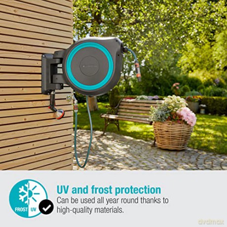 Gardena Wall-Mounted Hose Box RollUp XL (turquoise) 35 m: Versatile watering system for large gardens, swivel hose box, including 35 m Gardena hose and mounting kit (18630-20)