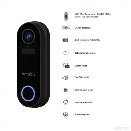 Hombli - Smart Doorbell 2 Promo Pack (Doorbell 2 + Chime 2) Black