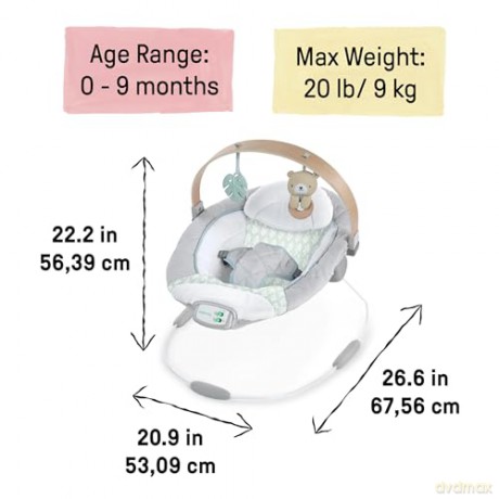 INGENUITY - Cozy Spot Bouncer with Wood Toy Bar - (IN-13104)