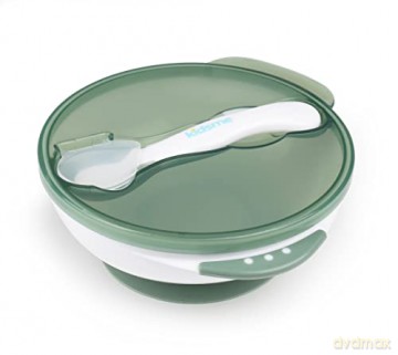 Kidsme - Deep plate with suction cup and temperature spoon Green (KIDS9832GR)