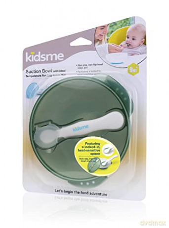 Kidsme - Deep plate with suction cup and temperature spoon Green (KIDS9832GR)
