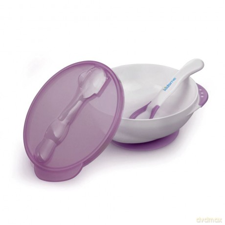 Kidsme - Deep plate with suction cup and temperature spoon Plum (KIDS9832PL)