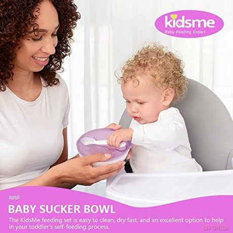 Kidsme - Deep plate with suction cup and temperature spoon Plum (KIDS9832PL)