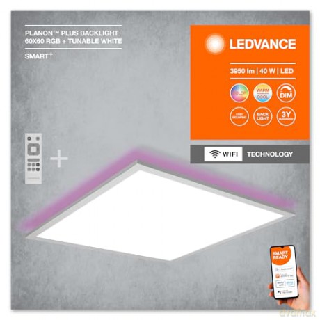 Ledvance - Smart+ Planon Plus Backlite 60x60cm 2700lm RGBTW Wi-Fi - White
