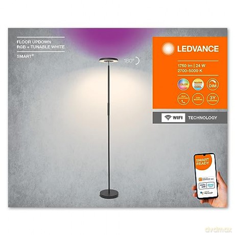 Ledvance - SMART+ UP/DOWN Floor Lamp - 1750lm, 24W, WiFi, RGB+827-850, Black