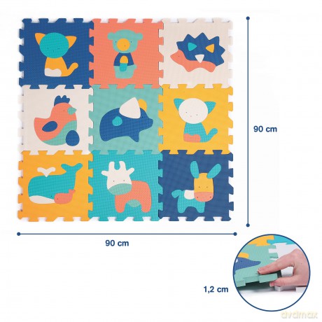 Ludi - Play mat with animals (9 pcs) - LU10023