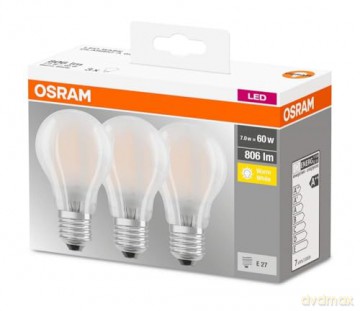 OSRAM LED BASE standard mat 806lm 6,5W/827 (60W) E27 3-pak