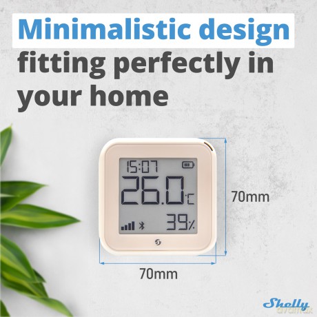 Shelly - Plus HT Gen3 Smart Temperature and Humidity Sensor, Wi-Fi, Mocca