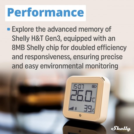 Shelly - Plus HT Gen3 Smart Temperature and Humidity Sensor, Wi-Fi, Mocca