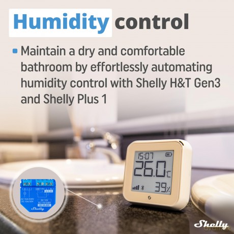 Shelly - Plus HT Gen3 Smart Temperature and Humidity Sensor, Wi-Fi, Mocca