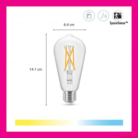 WiZ - ST64 Clear bulb E27 Tunable white - Smart Home