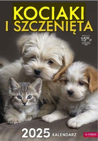 Kalendarz 2025 A3 Ścienny Kociaki i Szczenięta [KALENDARZ]