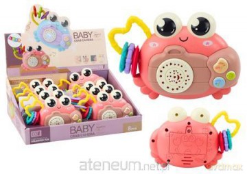 Krab grzechotka projektor na baterie dźwięk różowy