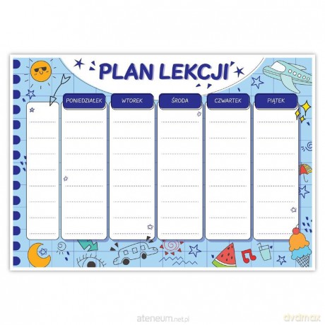 Plan lekcji A4 na lodówkę + pisak niebieski
