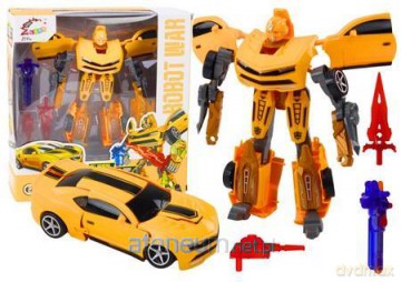 Robot auto 2w1 Transformacja sportowy żółty