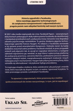 Kobieta, która przeciwstawiła się Facebookowi. Walka o transparentność i odpowiedzialność gigantów technologicznych - Frances Haugen [KSIĄŻKA]