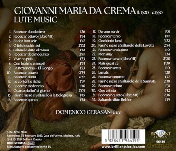 Domenico Cerasani: Da Crema: Lute Music [CD]