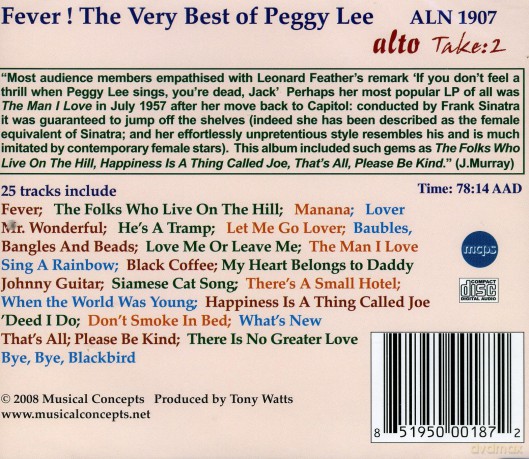Peggy Lee: Peggy Lee: Fever: Very Best Of [CD]