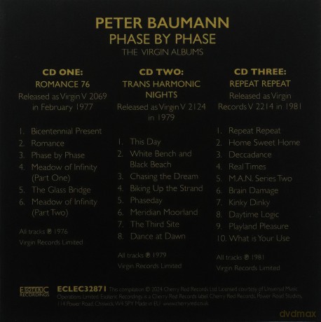 Peter Baumann: Phase By Phase - The Virgin Albums (Clamshell) [3CD]