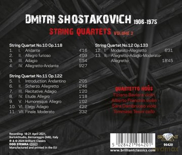Quartetto Nous: Shostakovich: String Quartets. Vol. 2 [CD]