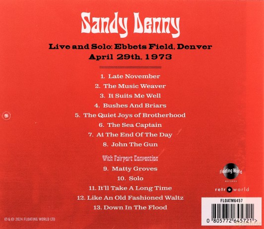 Sandy Denny: Solo Live At Ebbets Field. Denver April 29Th 1973 [CD]