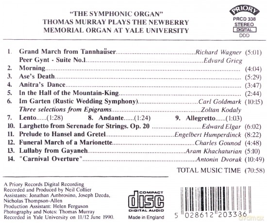 The Symphonic Organ. Vol. 1 - The Newberry Memorial Organ At Yale University. Usa [CD]