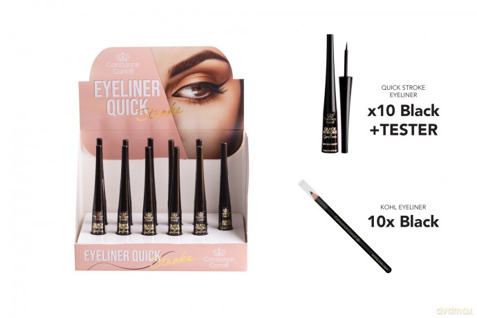 CONSTANCE CARROLL Zestaw Quick Stroke Eyeliner Wat. 4ml BL 10+test+10Kohl blac