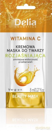 DELIA Beauty Kremowa maseczka do twarzy rozjaśniająca z witaminą C 8 ml