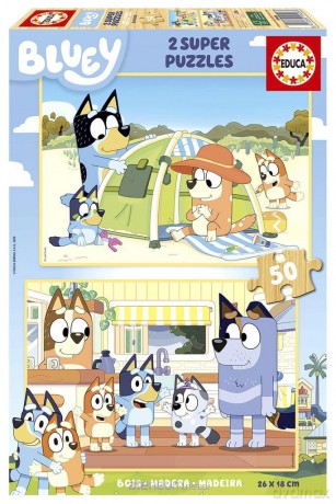 EDUCA 2x50 el. Blue (drewniane) [PUZZLE]