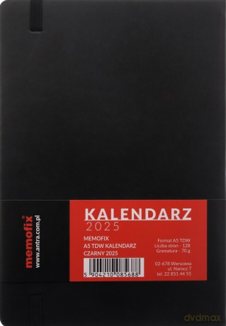 Kalendarz 2025 A5 Memofix TDW czarny [KALENDARZ]