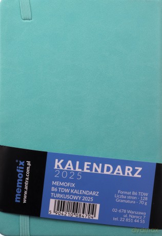 Kalendarz 2025 B6 Memofix TDW turkusowy [KALENDARZ]