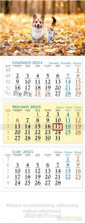 Kalendarz 2025 trójdzielny Pupile [KALENDARZ]