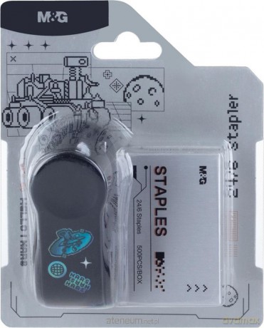 Zszywacz mini Hello Mars + zszywki 24/6 20K