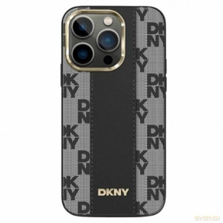 Etui DKNY Leather Checkered Mono Pattern MagSafe na iPhone 15 Pro Max - czarne
