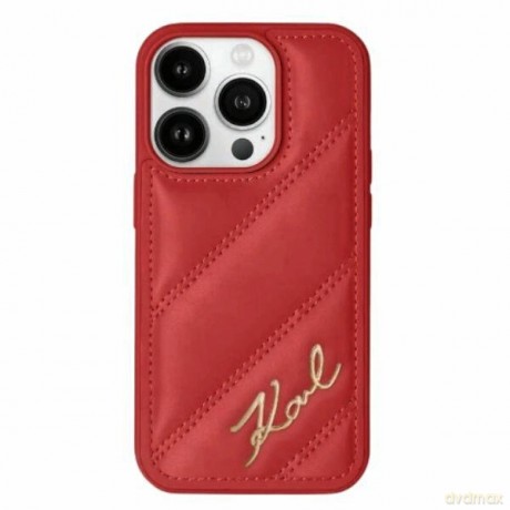 Etui Karl Lagerfeld Diagonal Quilted Script na iPhone 15 Pro - czerwone